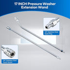 Pressure Washer Extension Wand, Power Washer Wand Extension, Stainless Steel Lance 1/4 Inch Quick Connect to M22, 17 Inch Extension Wand and 30 Degree Curved Angled Extension Wand, 2 Pack