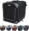 EliteField 4-Door Folding Soft Dog Crate with Curtains, Carrying Bag and Fleece Bed (2 Year Warranty), Indoor & Outdoor Pet Home (42" L x 28" W x 32" H, Black+4 Door Curtains)