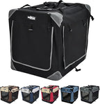EliteField 4-Door Folding Soft Dog Crate with Curtains, Carrying Bag and Fleece Bed (2 Year Warranty), Indoor & Outdoor Pet Home (42" L x 28" W x 32" H, Black+4 Door Curtains)