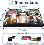GENANY Cute Cow Couple Funny Windshield Sun Shade for Car SUV Truck (55x30 Inches), Sun Shade Windshield, Shades for Windows, Protector Blocks UV, Spring Car Decor