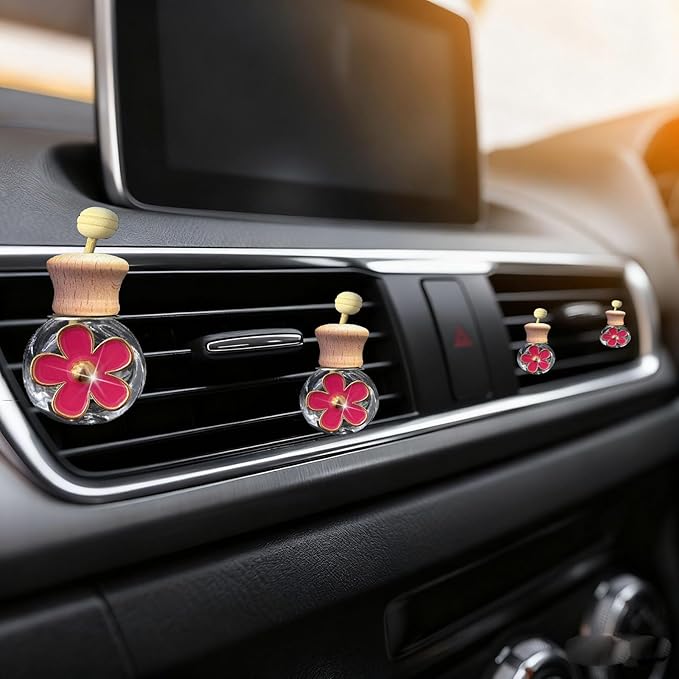 Daisy Bottle Car Air Freshener Clips, 2 Pcs Cute Daisy Car Air Vent Clip, Coquette Auto Air Conditioning Outlet Diffuser Perfume Clips, Interior Decoration (Rose, one size)