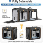 Lekereise Large Cat Carrier for 2 Cats, 2-in-1 Cat Travel Carrier with Litter Box, (17.7" x2) x16.5"x13" Pet Carrier with Zipper Locks for Moving Across The Country (No Hammock) - Black