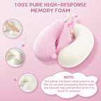 Kids Neck Pillow, Unicorn Kids Travel Neck Pillow for Traveling with Eye Mask, Toddler Travel Essentials for Road Trip Airplane Car Seat, Cute Headrest Memory Foam Pillows for Girl Gift (Pink)