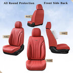 Coverado Car Seat Covers for Front Seat, Luxury Leather Seat Cover, 2 PCS Waterproof Seat Cover, Automotive Seat Covers, Driver Car Seat Protector, Universal Car Seat Cushions Fit for Most Cars(Red)