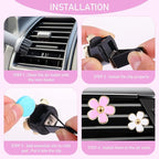 8PCS Daisy Flower Air Freshener Vent Clips - Cute Car Accessories for Women & Girls - Pink & White