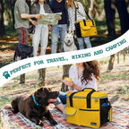 PetAmi Dog Travel Bag, Travel Pet Bag Organizer, Dog Food Travel Bag with Food Container and Bowls, Dog Travel Supplies Gift Accessories for Weekend Camping, Dog Cat Diaper Bag (Yellow, Medium)