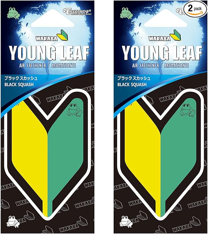 2 Pack Treefrog Wakaba Young Leaf Japanese Air Freshener Black Squash JDM Car Auto