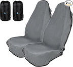 Universal Car Seat Cover Towel, Waterproof Washable Sweat Protection for Front Bucket Seats, Non-Slip Fit, Fits Cars SUVs Trucks, Ideal for Gym, Kids, Pets, Outdoor Sports, Travel (Gray, 2 Pack)