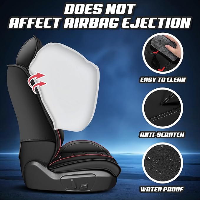 Car Seat Covers for Ford Expedition 2000-2026, Premium Nappa Leather Car Seat Cover, Stylish Sport Seat Covers， Automobile Seat Cover Sets.(Luxury 2 Seats/Black)
