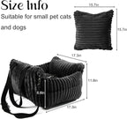 Dog Car Booster Seat, for Small Dogs Under 30 lbs, Detachable Washable Travel Bed with Storage Pockets and Safety Belt (Black, Medium)
