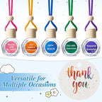Boao 50 Pcs Hanging Car Air Freshener Diffuser Bottles Bulk, Empty Refillable Glass Perfume Pendants with Wood Caps, DIY Essential Oil Car Ornaments with Thank You Cards for Wedding Party Favors