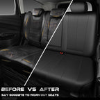 CAR PASS Back Car Seat Covers, Water Resistant Nappa Leather Rear Bench Seat Cover Universal Fit for Cars, SUVs, Vans, Trucks, Automotive Backseat (Rear, Black)