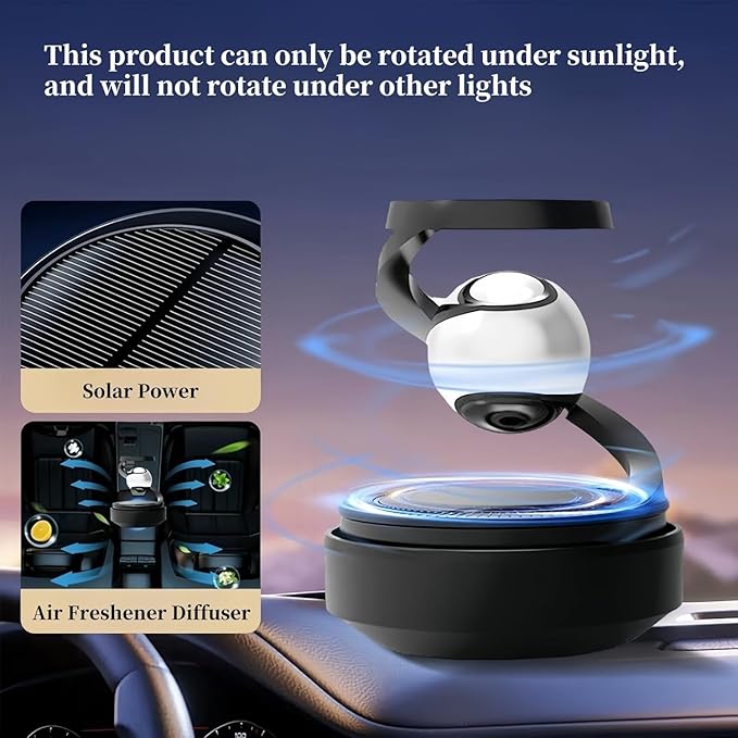 Chrome Solar Air Freshener for Car Stocking Stuffers Rotatable Air Purifier Aromatherapy Diffuser Long Time Home Interior Fragrance Stocking Stuffers Car Decoration Perfume Included