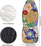 Boho Mandala Flowers Print Car Front Seat Cover Set of 2, Auto Bucket Seats Protector Universal Car Accessories Interior Decor for Women Men