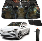 CHILL·TEK Funny Animal Car Windshield Sun Shade Umbrella, Funny Crocodile Car Sun Shade Umbrella, Block UV Rays Heat Foldable Windshield Umbrella Sun Visor Protector - Keep Vehicle Cool for Cars SUV