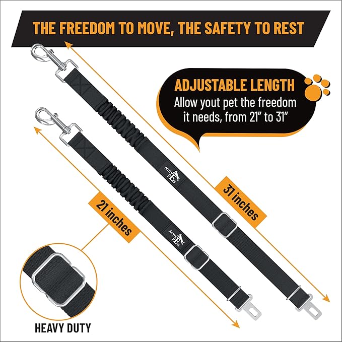 Active Pets Dog Seatbelt, Adjustable Safety Dog Seat Car Harness, Dog Seat Belt for Pets - Durable Dog Seatbelts for Cars - Dog Car Seat Belt for Dogs, Dog seat Belts for Large Dogs, Medium, & Small