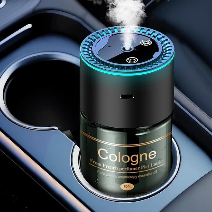 Smart Car Air Freshener, CarDiffuser with 6.09 Fl Oz /180ml Capacity Essential Oil Last 9 Months Fragrance, 5s Full-Car Fragrance, Adjustable Intensity, Auto On/Off, Women & Men for Cologne Scent