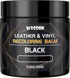 Leather Recoloring Balm & Color Restorer | Black Leather Dye, Paint & Repair Kit for Furniture, Couches, Car Seats, Shoes| Restore Faded & Scratched Surfaces