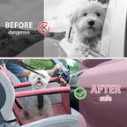 PetsHome Dog Car Seat Foldable Dog Car Booster Seat Waterproof Breathable Oxford Travel Bag for Small to Medium Dogs, Puppies, and Pets-Pattern Pink