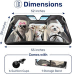 GENANY Cute Maltese Dog Family Funny Windshield Sun Shade for Car SUV Truck (55x30 Inches), Sun Shade Windshield, Shades for Front Windows, Protector Blocks UV, Car Decor