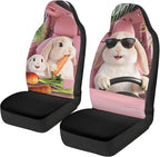 Cute Car Seat Covers Breathable Car Seat Covers for Front Seats Rabbit Removable Automotive Accessories Anti-Slip Back Fabric Compatible with Most Cars,SUV,Sedan