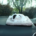 Walbest Cute Sleeping Cat Car Bamboo Charcoal Air Purifying Bags - Fluff Kitten Ornament Charcoal Bags Odor Absorber for Car Dashboard Decorations White