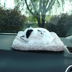 Walbest Cute Sleeping Cat Car Bamboo Charcoal Air Purifying Bags - Fluff Kitten Ornament Charcoal Bags Odor Absorber for Car Dashboard Decorations White