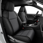 AOMSAZTO Custom Fit Seat Covers for Toyota RAV4: 2019 2020 2021 2022 2023 2024 2025 LE XLE XLE Premium Limited-Faux Leather Full Set Compatible Airbag Seat Protector Black&Grey