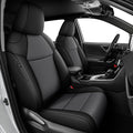 AOMSAZTO Custom Fit Seat Covers for Toyota RAV4 Hybrid 2019 2020 2021 2022 2023 2024 2025 (Not for XSE&2022-2025 SE Hybrid)-Full Set Faux Leather (New Black&Grey)