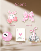 Coquette Pink Bow Car Air Fresheners, 5-Pack Assorted Floral Scents Cherry Cute Girly Car Accessories Hanging Decor for Rearview Mirror Long-Lasting for Women Teen Girls