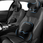 Car Lumbar Support Pillow and Neck Pillow kit for Back & Neck Pain Relief Ergonomic Memory Foam Car Seat Headrest & Lumbar Cushion with Adjustable Strap for Driving Seat/Office Chair Black