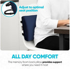 FORTEM Lumbar Support Pillow for Office Chair, Lumbar Support Pillow for Car, Back Rest for Gaming, Memory Foam Pillow, Desk Chair Cushion, Breathable & Washable Cover, Adjustable Straps