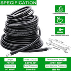 70FT Sewer Jetter Kit for Pressure Washer, 5800PSI Drain Cleaner Hose 1/4 Inch NPT, Corner, Rotating and Button Nose Sewer Jetting Nozzle Waterproof Tape Pearl Corsage Pin with 2Pcs Spanner