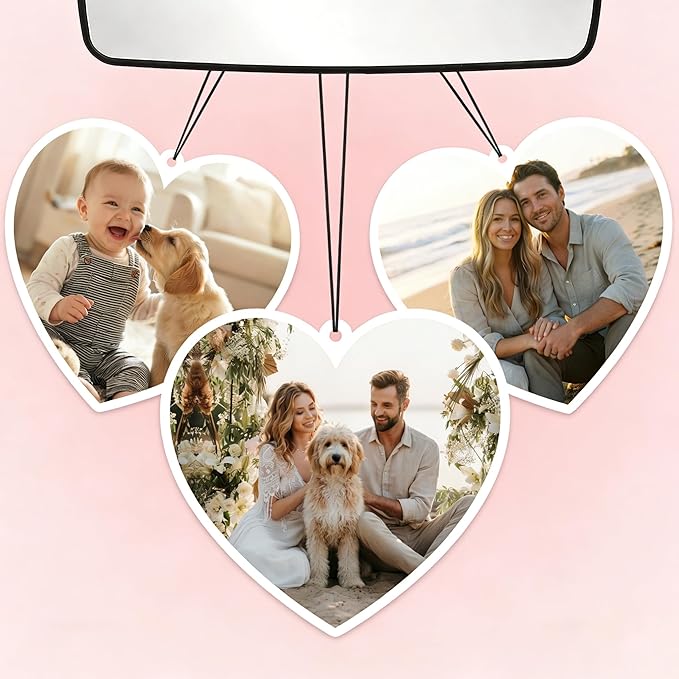 Custom Air Fresheners with Picture - Personalized Smell Air Freshener with Photo for Car,Home,Wardrobe,Bathroom,Gifts for Man Boyfriend Husband Him Dad Woman(Heart)