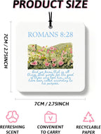 Blue Christian Car Air Freshener 4 Pcs, Coquette Blue Bow Bible Verse Religious Hanging Air Freshener for Cars Closet Drawer Books, Cute Christian Car Accessories Mirror Decor for Women