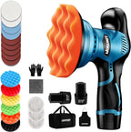 Cordless Polisher, 12V 2000mAh Battery Dual Action Polisher, 8 Variable Speed, 2600-6000OPM for Car Detailing, for Car, Boat, Wall, Floor, DIY (2 Batteries)
