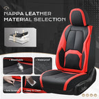 Coverado Seat Covers, Car Seat Covers Front Seats, 2 Pack Black and Red Leather Seat Covers, Waterproof Car Seat Protector with Lumbar Support, Front Seat Covers Universal Fit for Most Cars