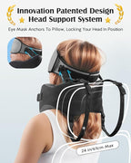 YFONG Travel Pillow for Long Flight Airplanes, Head Strap Combo with 3D Contoured Eye Mask for Sleep, Neck Pillow for Car Trip Essential, 360° Support Memory Foam Headrest, Prevent Head Bobbing, Grey