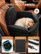 Dog Car Seat for Small/Medium Dogs, Elevated Dog Booster Seat Memory Foam Puppy Car Seat with Washable Cover, Travel Safety Pet Seat for Car with Storage Pockets Up to 35 lbs (Black)