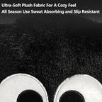 Car Headrest Pillow & Steering Wheel Cover Set with Cute Big-Eyed Furball Travel Neck Support Pillow Fur Car Interior Accessory (Black 3Pcs Set)