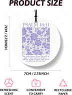 Purple Christian Round Car Air Freshener 4 Pcs, Girly Pouple Bow Floral Religious Hanging Air Freshener for Cars Closet Drawer Books, Cute Preppy Car Accessories Mirror Decor for Women