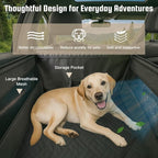 Large Dog Car Seat Extender, Waterproof Back Seat Cover with Hard Base, Seatbelt Leash, Washable Back Seat Extender, with Storage Pocket for SUV, Truck, Car