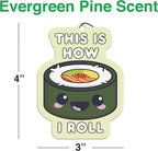 GAMAGO Sushi Car Air Freshener - Evergreen Pine Scented - Long-Lasting & Odor Eliminating - Funny Gift for Cars, Closets & Homes