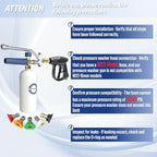 Foam Cannon Dual Connector Accessory, Pressure Washer Gun for Car Wash Kit, Double Tip Attachment for Soap Cannon, 5 Power Washer Sprayer Nozzles, 1/4 Inch Quick Connect, 1 Liter