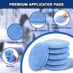 AIDEA Car Wax Applicator Pad, Microfiber Applicator Pad for Buffing & Detail Polishing, 6PK Round Foam Pads for Car Cleaning and Fine Polishing, 5 Inch