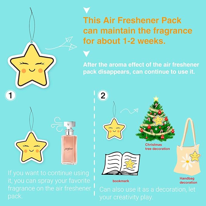 Pounchi Funny Car Air Freshener Cards (4 Pack Refreshing Ice Scent) Cool Accessories for Car Interior Hanging Gift Rearview Pendant Supplies