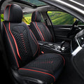 Coverado Seat Covers Full Set, Waterproof Nappa Leather Seat Covers for Cars, 5 Seats Universal Car Seat Protectors, Black Car Seat Covers Car Seat Cushions Fit for Most Cars (Black&Red)