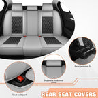 Car Seat Covers Compatible with Toyota Camry 2012-2026 Durable Waterproof Automotive Seat Covers Stretchable Fabric Material,Airbag Compatibility,Premium Nappa Leather(Black Gray,Full Set with Pillow)