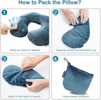 Inflatable Travel Neck Pillow for Airplane Train Car Washable Pillowcase U Shaped Office Napping Pillow