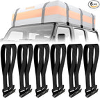 6 Rooftop Cargo Tie Down Hook Straps-Secure Any Car Roof Bag, Roof Rack Cargo Carrier,or Car Top Carrier,Durable and Solid, No Roof Rack Required, Compatible with Most Cars - Registered Patent (black)
